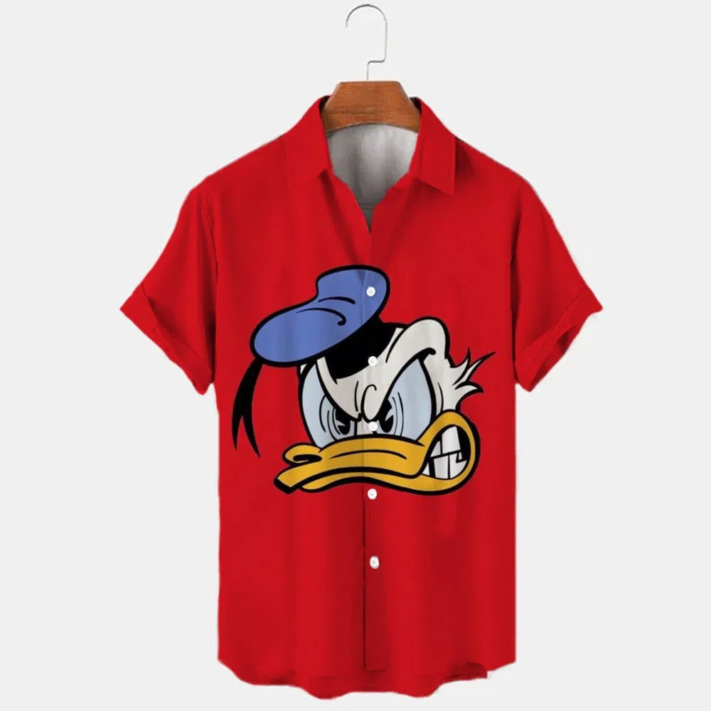 Men's Printed Disney Donald Duck Mickey Mouse Floral Shirt Vintage-Maas