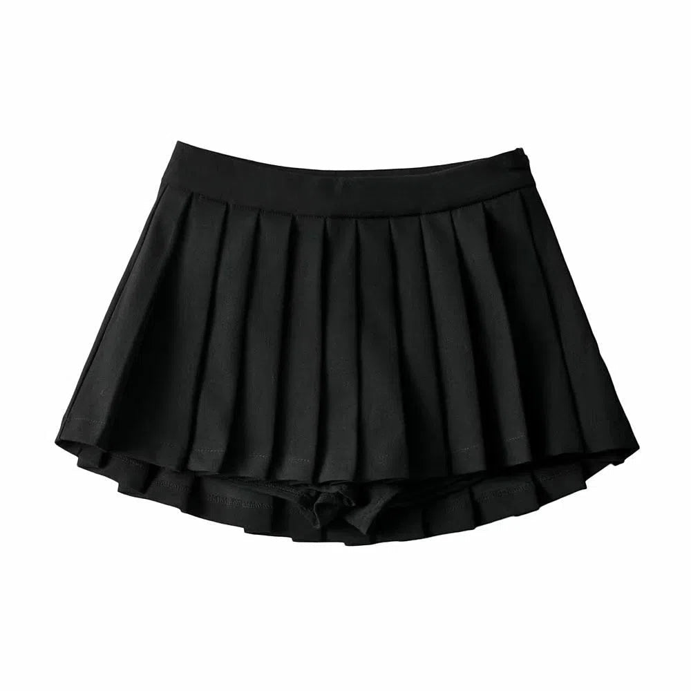 High Waist Women's Mini Skirt Vintage Pleated Tennis Short-Maas