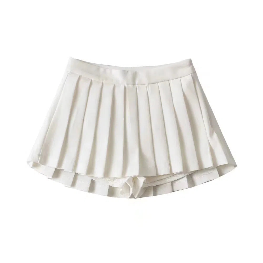 High Waist Women's Mini Skirt Vintage Pleated Tennis Short-Maas