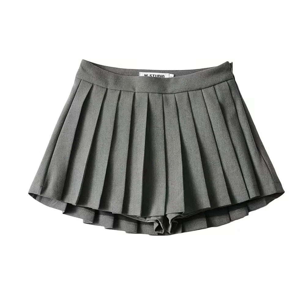 High Waist Women's Mini Skirt Vintage Pleated Tennis Short-Maas