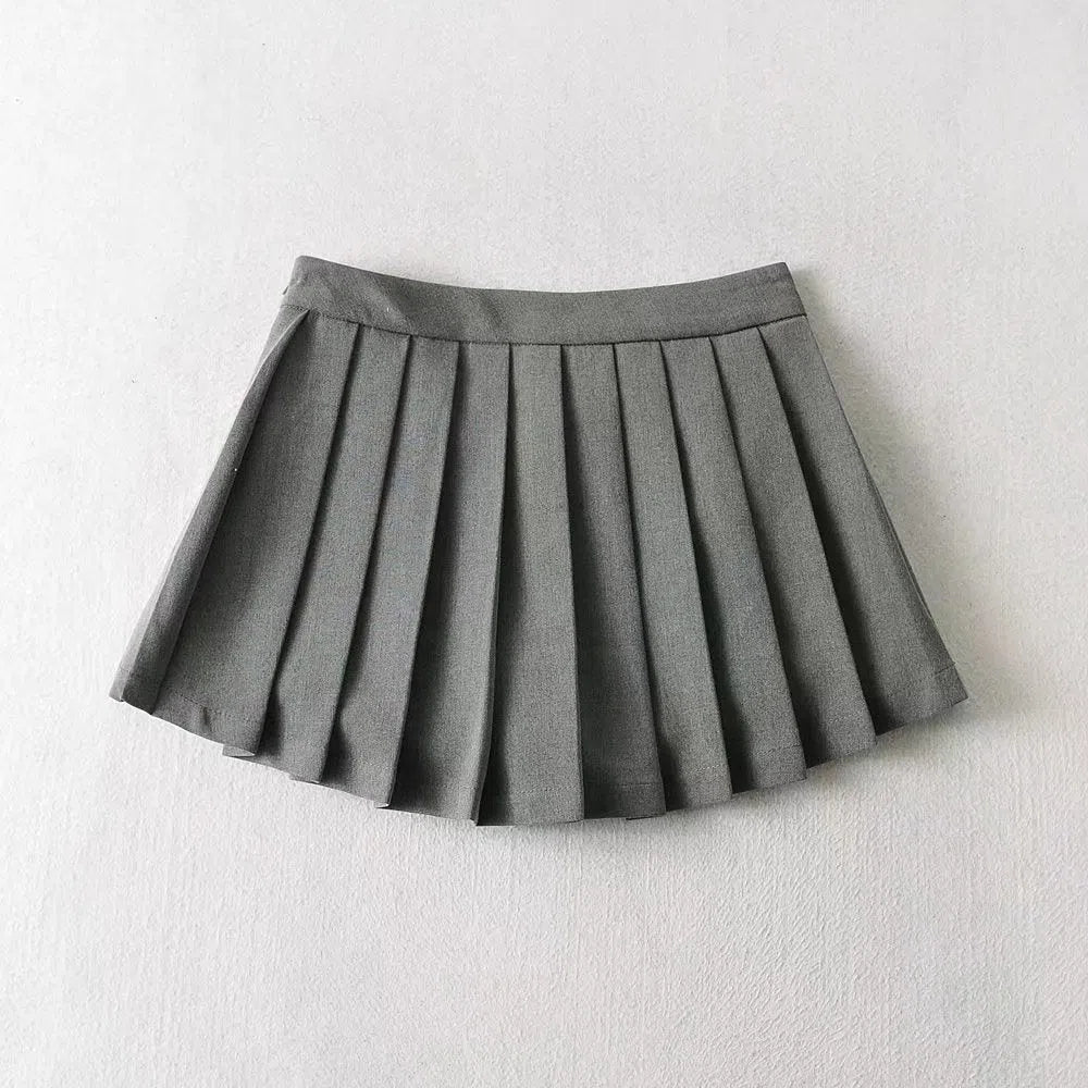 High Waist Women's Mini Skirt Vintage Pleated Tennis Short-Maas