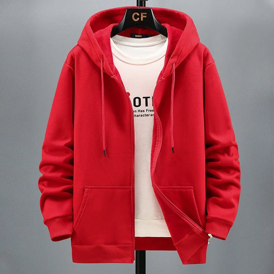 Men's Hoodie Fleece Solid Color Big Size-Maas