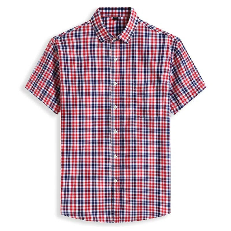 Men's Plus Size Shirts Casual Classic 100% Cotton Short Sleeves-Maas