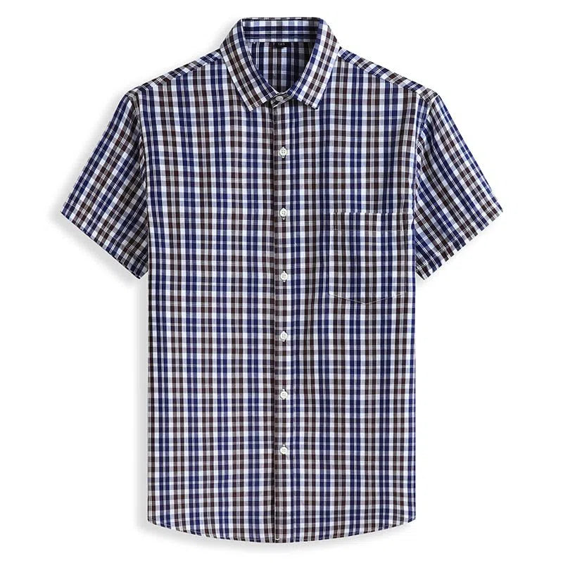 Men's Plus Size Shirts Casual Classic 100% Cotton Short Sleeves-Maas