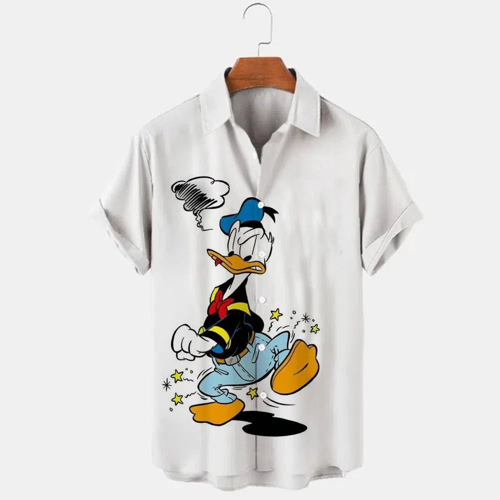 Men's Printed Disney Donald Duck Mickey Mouse Floral Shirt Vintage-Maas