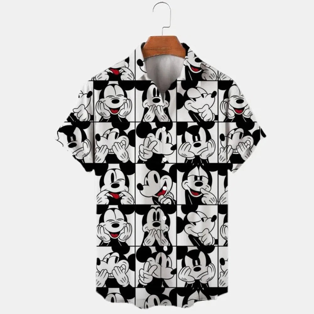 Men's Printed Disney Donald Duck Mickey Mouse Floral Shirt Vintage-Maas
