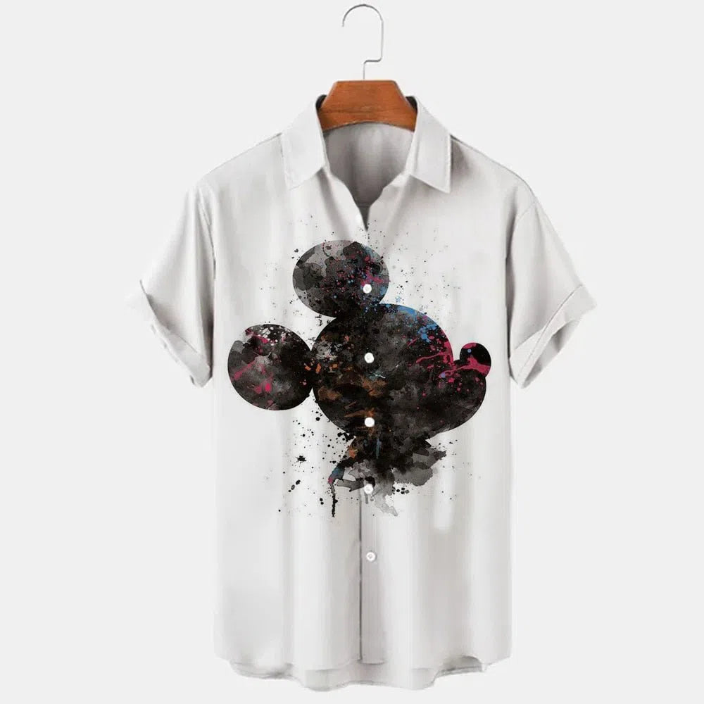 Men's Printed Disney Donald Duck Mickey Mouse Floral Shirt Vintage-Maas