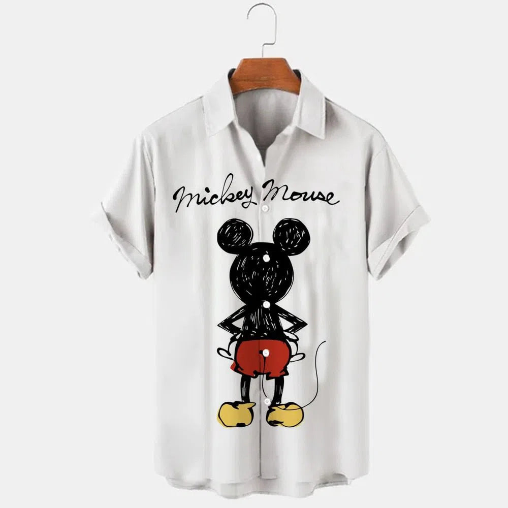 Men's Printed Disney Donald Duck Mickey Mouse Floral Shirt Vintage-Maas