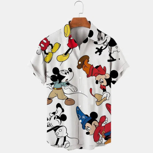 Men's Printed Disney Donald Duck Mickey Mouse Floral Shirt Vintage-Maas