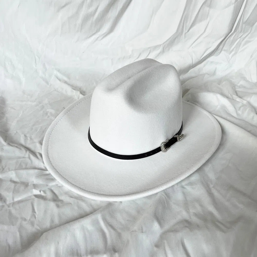 New Vintage Western Cowboy Hat For Men's Gentleman Lady Jazz Cowgirl With Leather Wide Brim Cloche Church Sombrero Hombre Caps-Maas