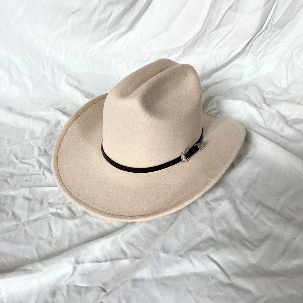 New Vintage Western Cowboy Hat For Men's Gentleman Lady Jazz Cowgirl With Leather Wide Brim Cloche Church Sombrero Hombre Caps-Maas