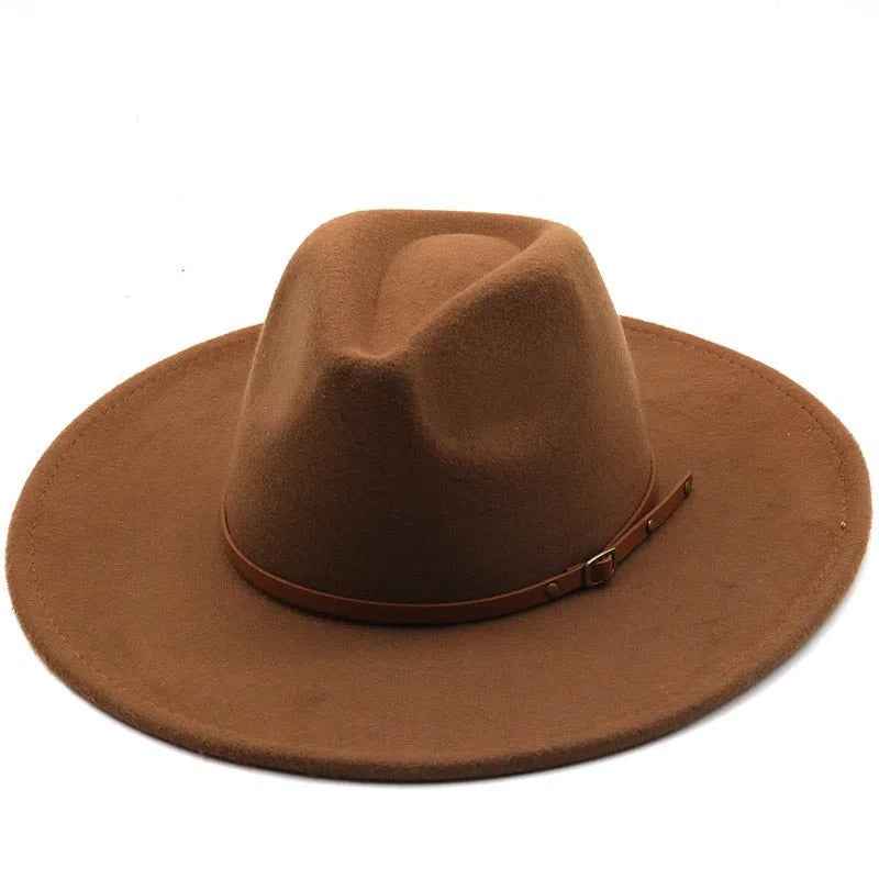 New color Fedora winter hat top concave-convex water drop 9.5cm brim male and female felt jazz watermelon red шляпа женская-Maas