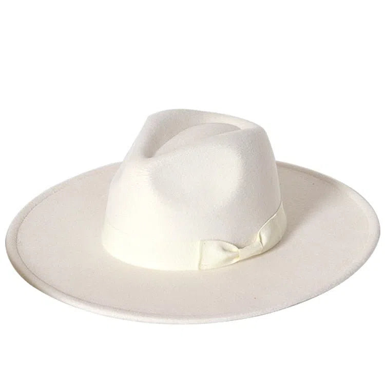 New color Fedora winter hat top concave-convex water drop 9.5cm brim male and female felt jazz watermelon red шляпа женская-Maas