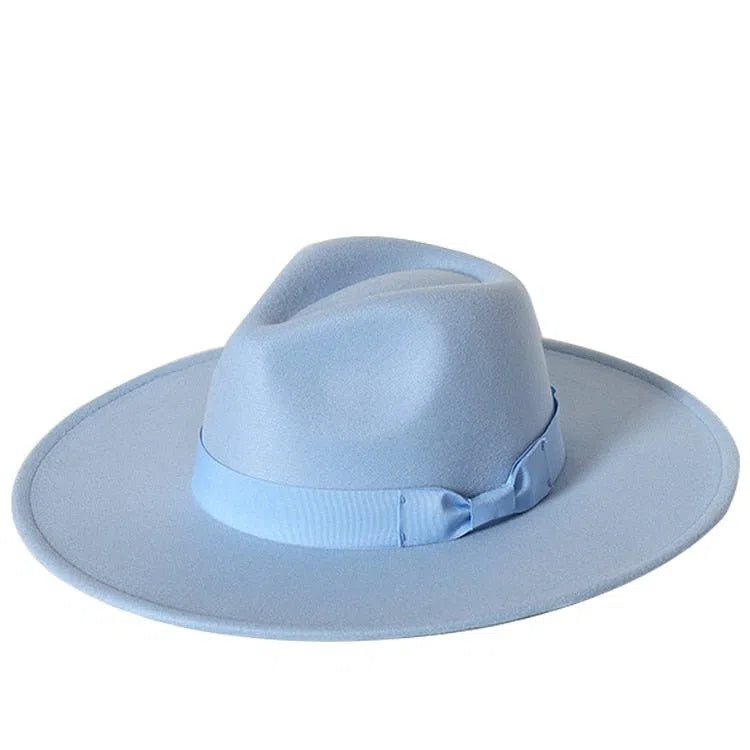 New color Fedora winter hat top concave-convex water drop 9.5cm brim male and female felt jazz watermelon red шляпа женская-Maas