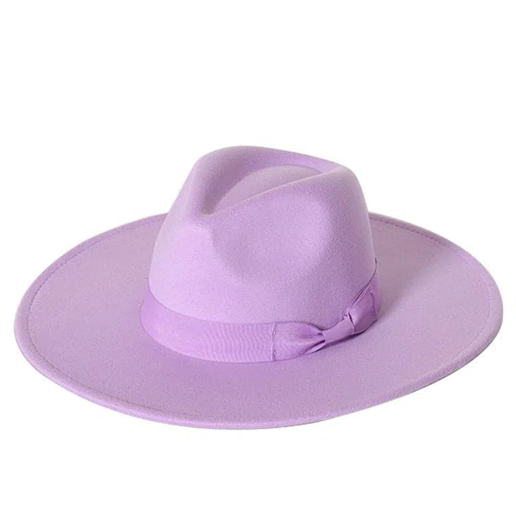 New color Fedora winter hat top concave-convex water drop 9.5cm brim male and female felt jazz watermelon red шляпа женская-Maas