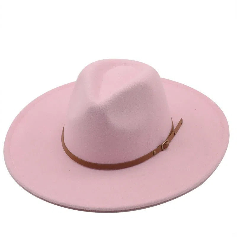 New color Fedora winter hat top concave-convex water drop 9.5cm brim male and female felt jazz watermelon red шляпа женская-Maas