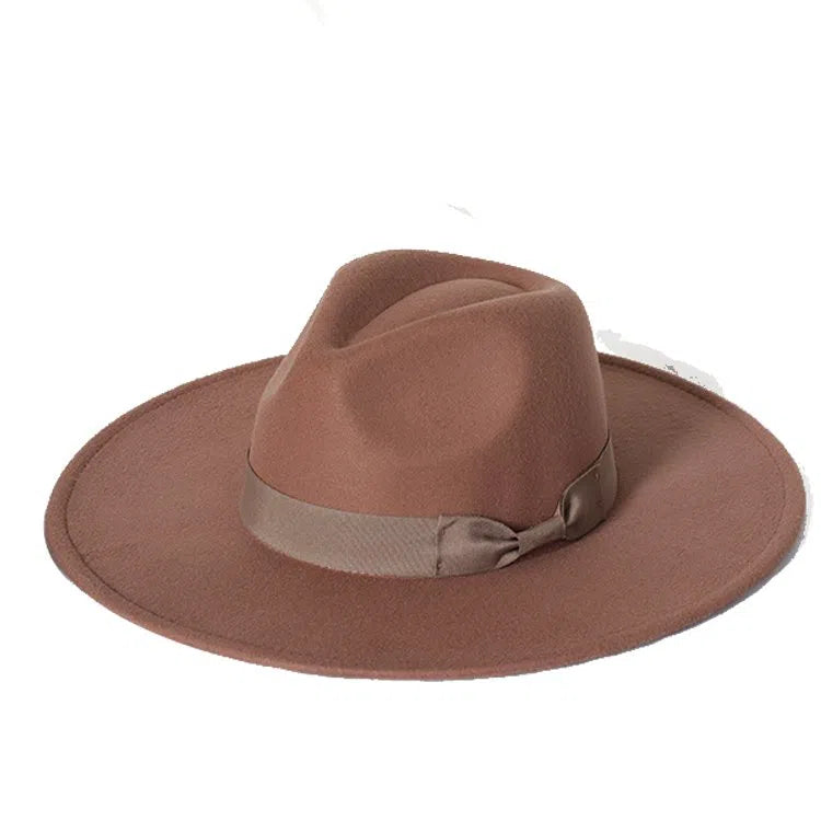 New color Fedora winter hat top concave-convex water drop 9.5cm brim male and female felt jazz watermelon red шляпа женская-Maas