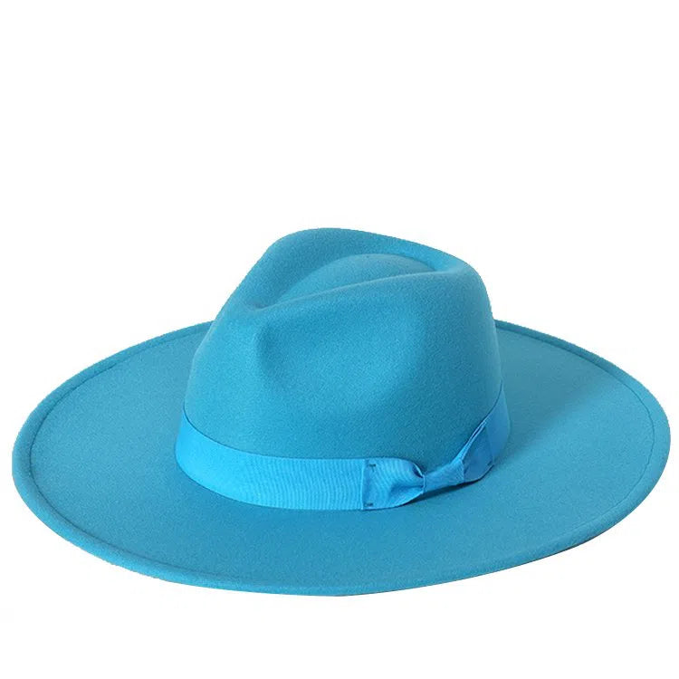 New color Fedora winter hat top concave-convex water drop 9.5cm brim male and female felt jazz watermelon red шляпа женская-Maas