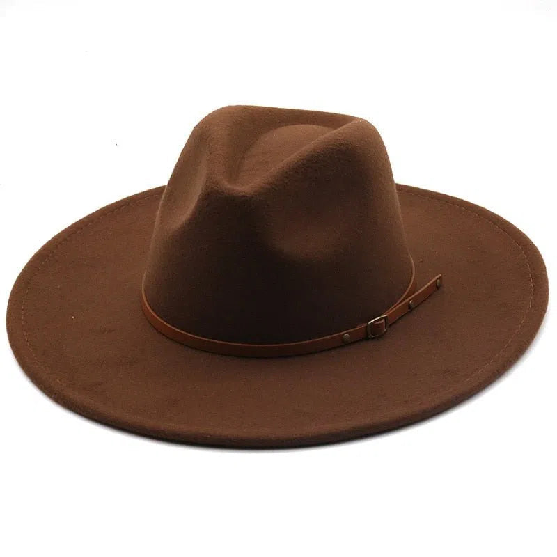 New color Fedora winter hat top concave-convex water drop 9.5cm brim male and female felt jazz watermelon red шляпа женская-Maas