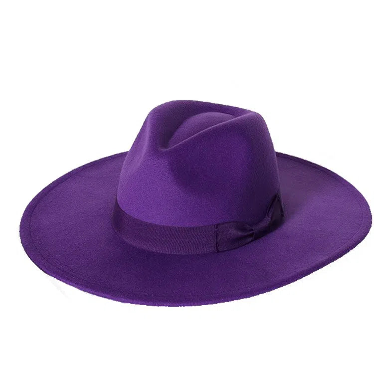 New color Fedora winter hat top concave-convex water drop 9.5cm brim male and female felt jazz watermelon red шляпа женская-Maas