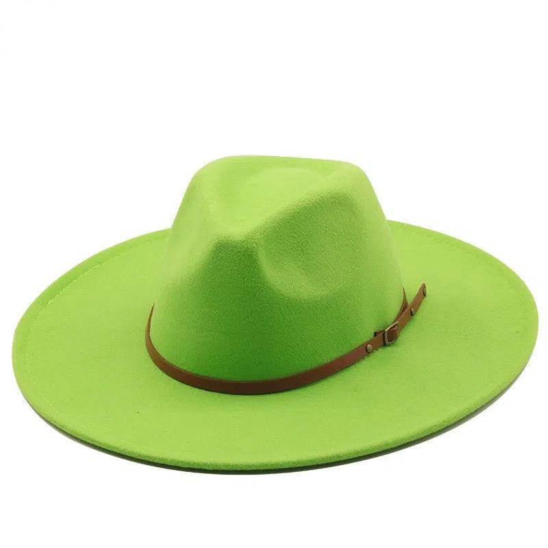 New color Fedora winter hat top concave-convex water drop 9.5cm brim male and female felt jazz watermelon red шляпа женская-Maas