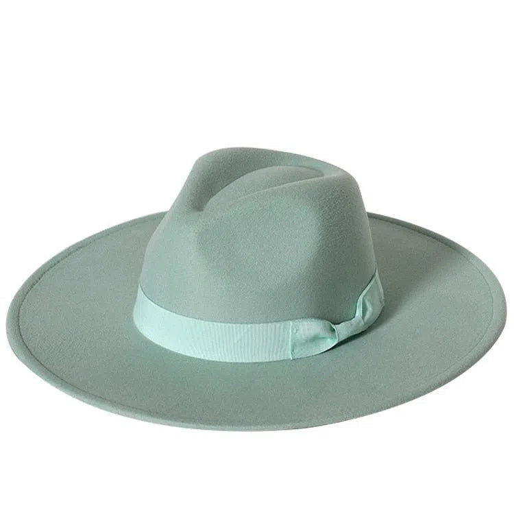 New color Fedora winter hat top concave-convex water drop 9.5cm brim male and female felt jazz watermelon red шляпа женская-Maas