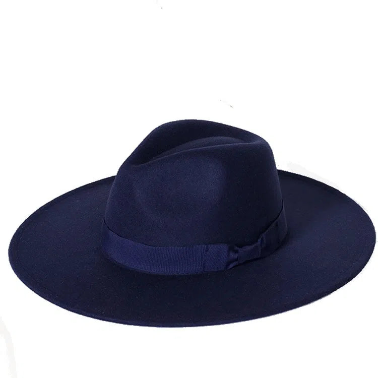 New color Fedora winter hat top concave-convex water drop 9.5cm brim male and female felt jazz watermelon red шляпа женская-Maas