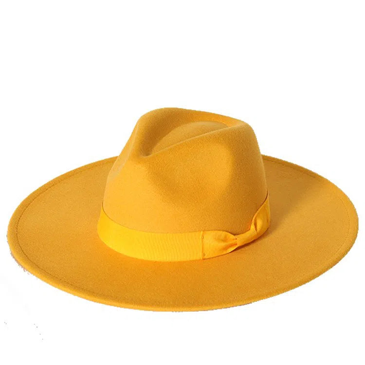 New color Fedora winter hat top concave-convex water drop 9.5cm brim male and female felt jazz watermelon red шляпа женская-Maas