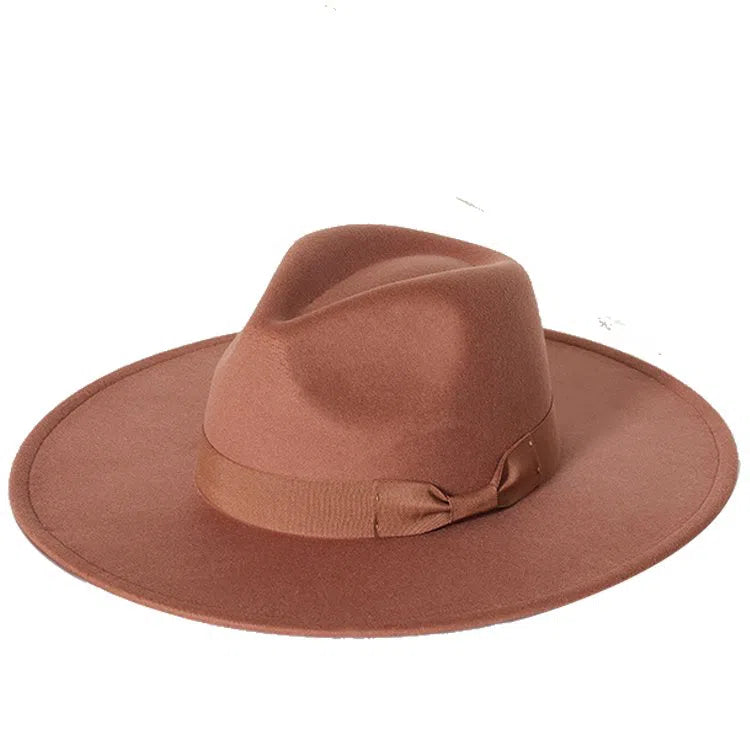 New color Fedora winter hat top concave-convex water drop 9.5cm brim male and female felt jazz watermelon red шляпа женская-Maas