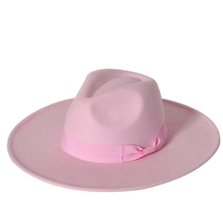 New color Fedora winter hat top concave-convex water drop 9.5cm brim male and female felt jazz watermelon red шляпа женская-Maas