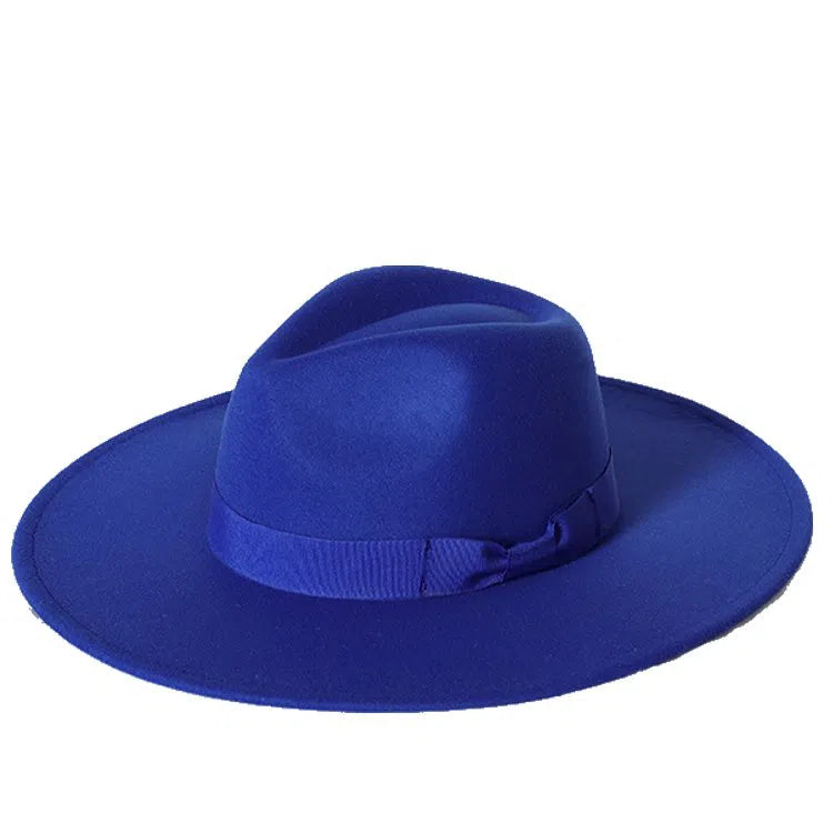 New color Fedora winter hat top concave-convex water drop 9.5cm brim male and female felt jazz watermelon red шляпа женская-Maas