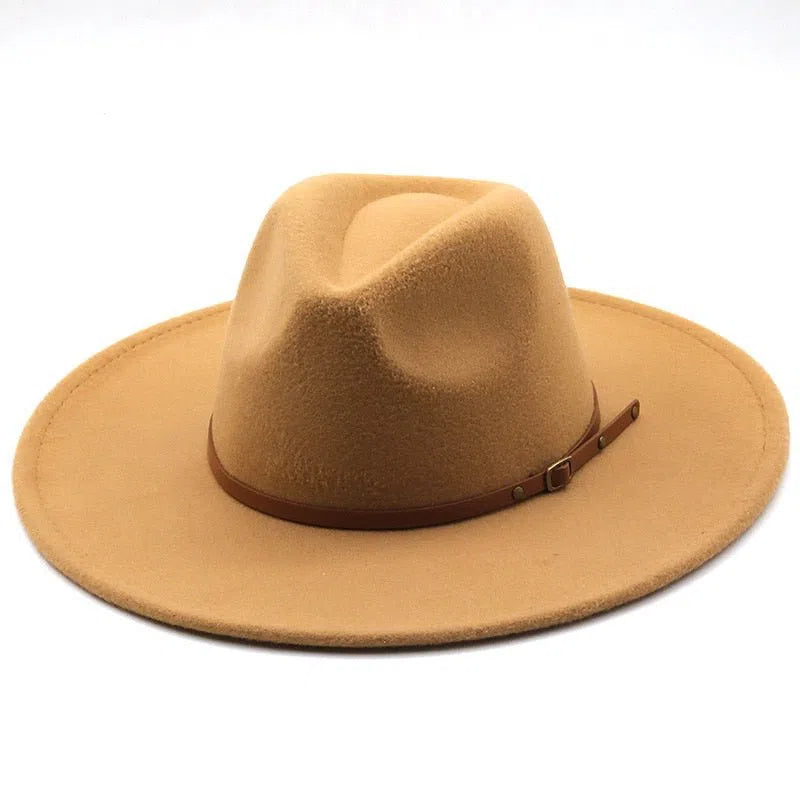 New color Fedora winter hat top concave-convex water drop 9.5cm brim male and female felt jazz watermelon red шляпа женская-Maas