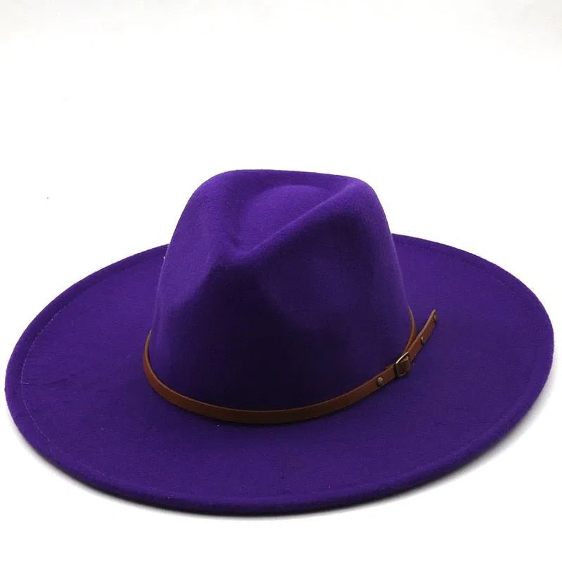 New color Fedora winter hat top concave-convex water drop 9.5cm brim male and female felt jazz watermelon red шляпа женская-Maas
