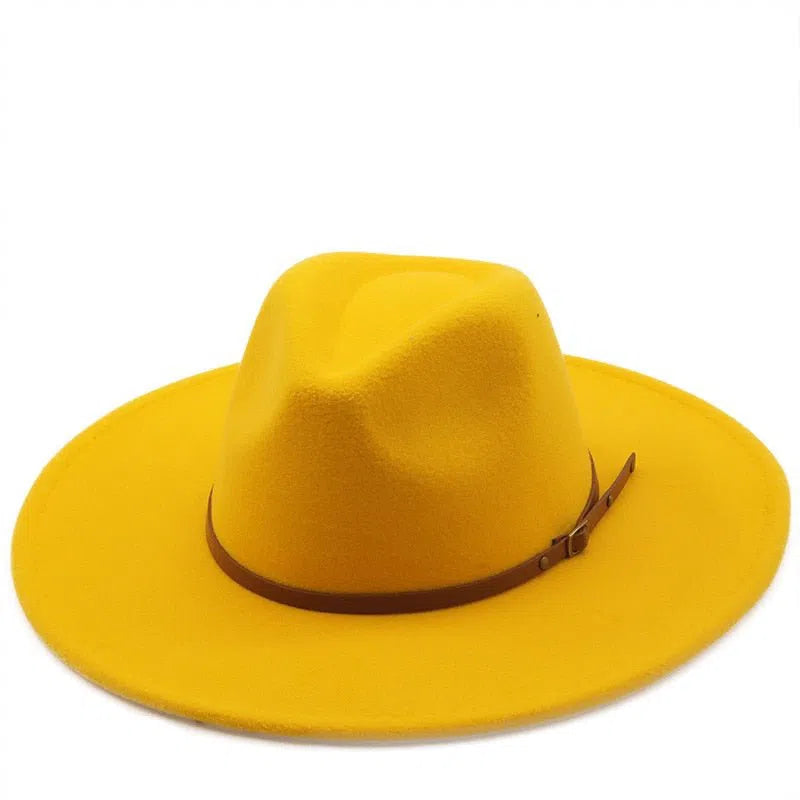 New color Fedora winter hat top concave-convex water drop 9.5cm brim male and female felt jazz watermelon red шляпа женская-Maas