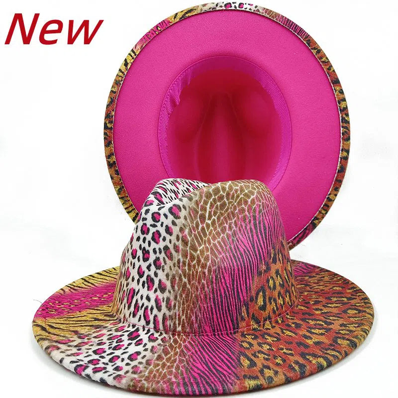 New color Fedora winter hat top concave-convex water drop 9.5cm brim male and female felt jazz watermelon red шляпа женская-Maas