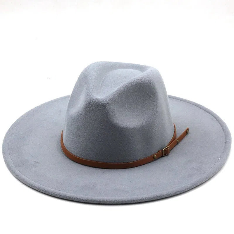 New color Fedora winter hat top concave-convex water drop 9.5cm brim male and female felt jazz watermelon red шляпа женская-Maas