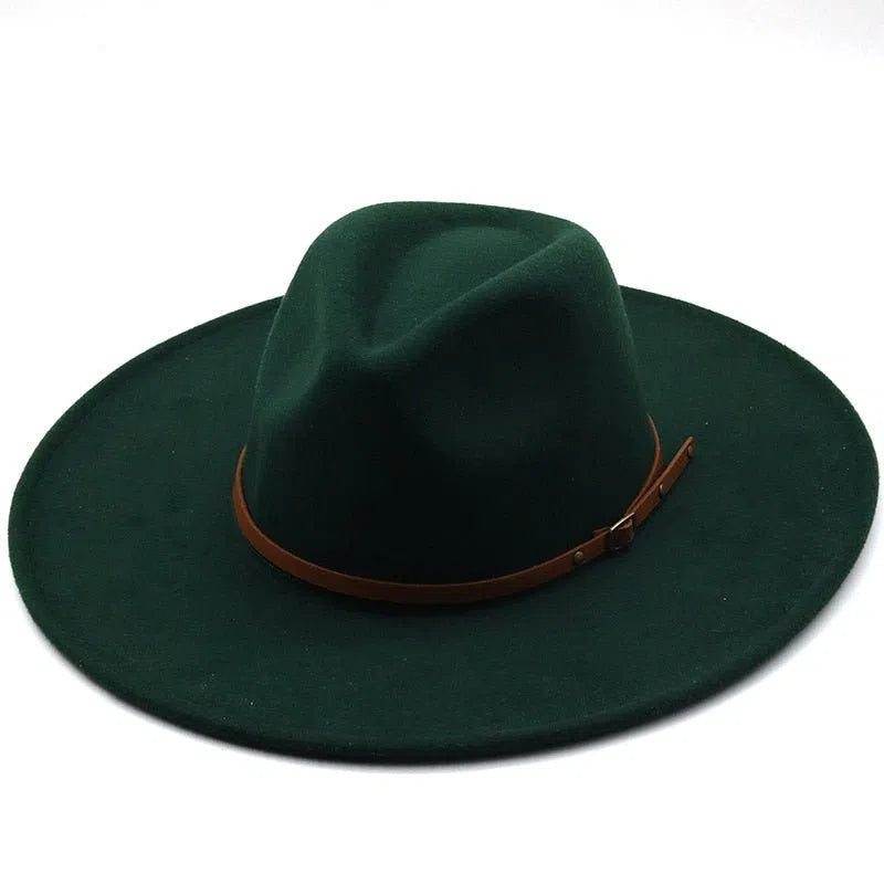 New color Fedora winter hat top concave-convex water drop 9.5cm brim male and female felt jazz watermelon red шляпа женская-Maas