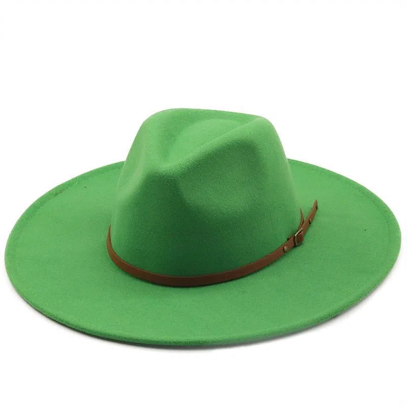 New color Fedora winter hat top concave-convex water drop 9.5cm brim male and female felt jazz watermelon red шляпа женская-Maas