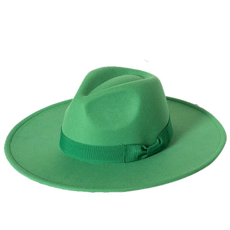 New color Fedora winter hat top concave-convex water drop 9.5cm brim male and female felt jazz watermelon red шляпа женская-Maas