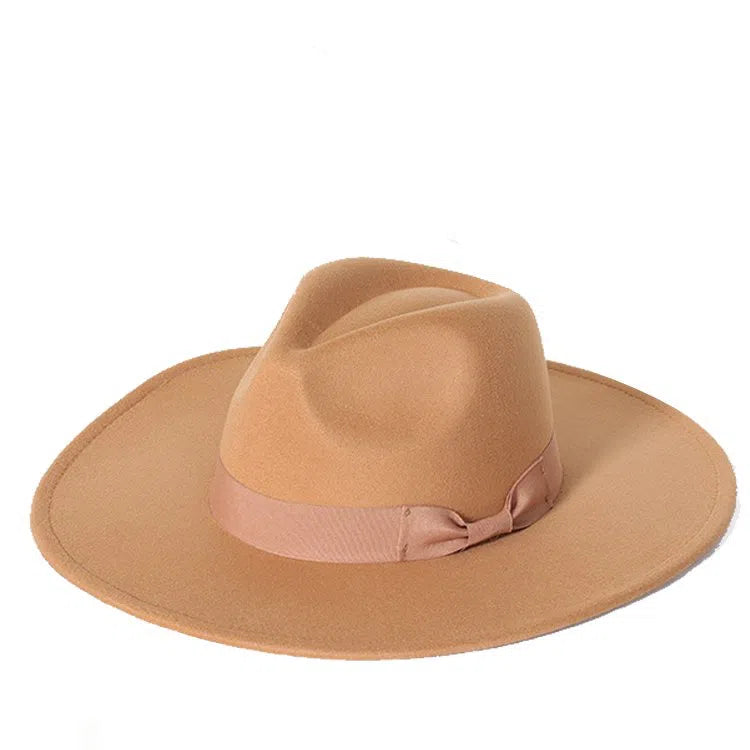 New color Fedora winter hat top concave-convex water drop 9.5cm brim male and female felt jazz watermelon red шляпа женская-Maas