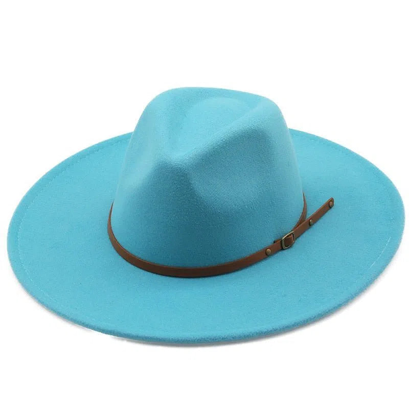 New color Fedora winter hat top concave-convex water drop 9.5cm brim male and female felt jazz watermelon red шляпа женская-Maas
