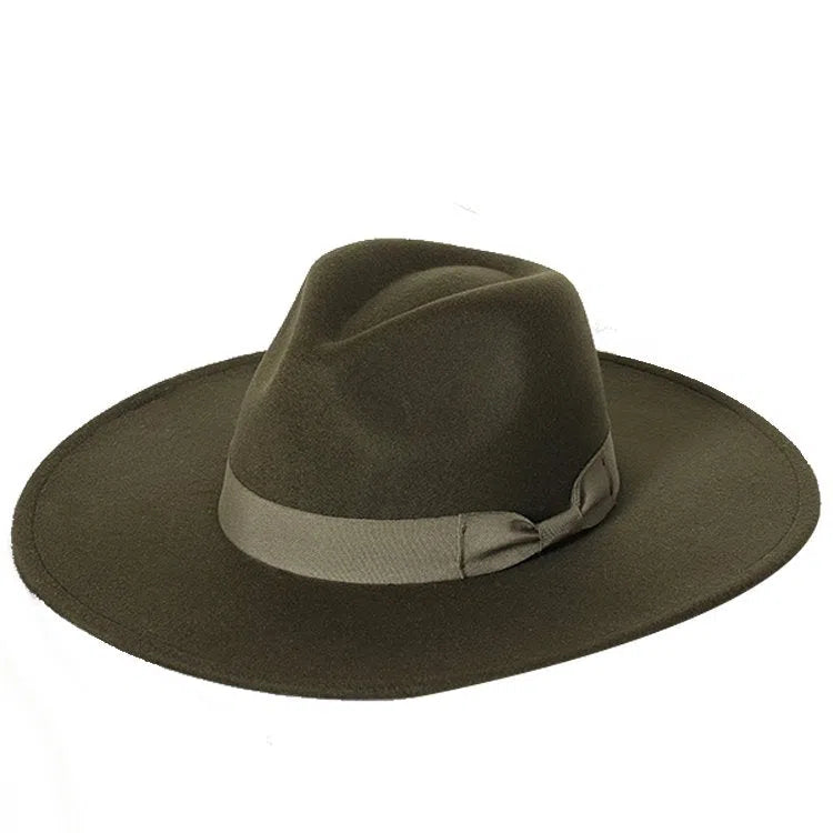 New color Fedora winter hat top concave-convex water drop 9.5cm brim male and female felt jazz watermelon red шляпа женская-Maas
