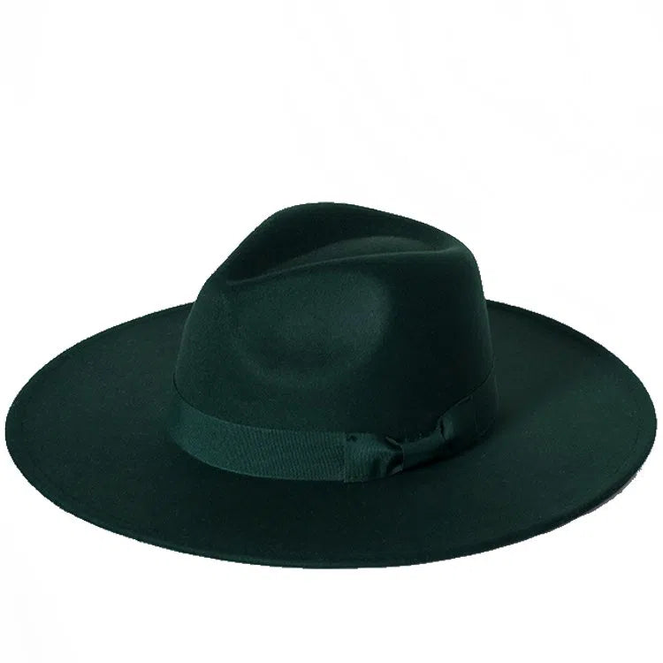 New color Fedora winter hat top concave-convex water drop 9.5cm brim male and female felt jazz watermelon red шляпа женская-Maas