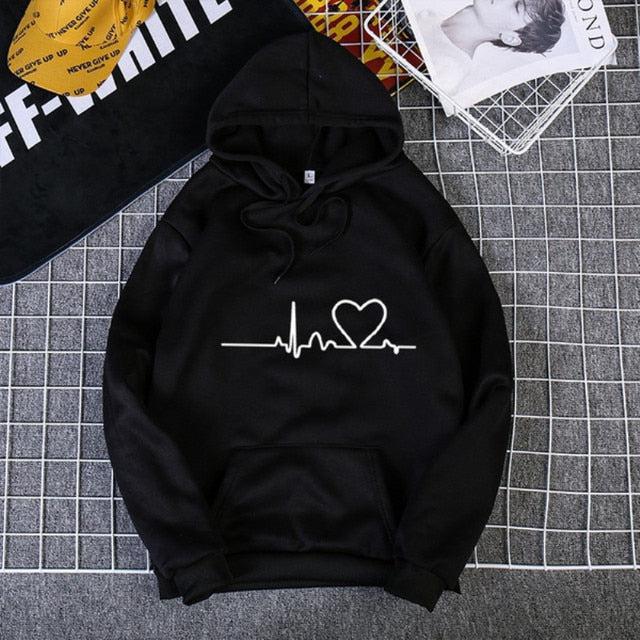Printing Hoodie Women Loose Hooded Pullover-Maas