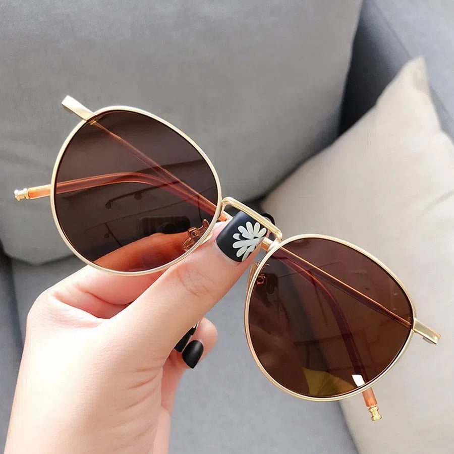 Sunglasses Men Women Retro Circle Alloy Frame New Luxury Brand Design Business Travel Drive Sun Glasses Ladies Unisex 6 Colorsl-Maas