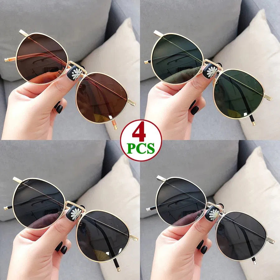 Sunglasses Men Women Retro Circle Alloy Frame New Luxury Brand Design Business Travel Drive Sun Glasses Ladies Unisex 6 Colorsl-Maas