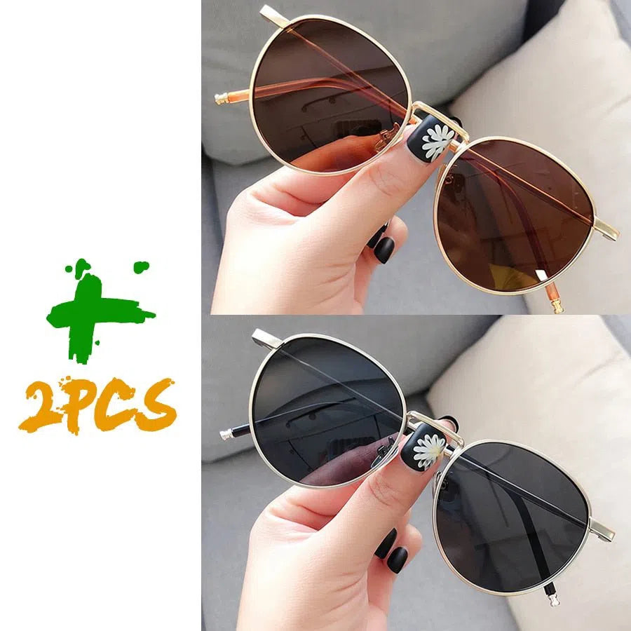 Sunglasses Men Women Retro Circle Alloy Frame New Luxury Brand Design Business Travel Drive Sun Glasses Ladies Unisex 6 Colorsl-Maas