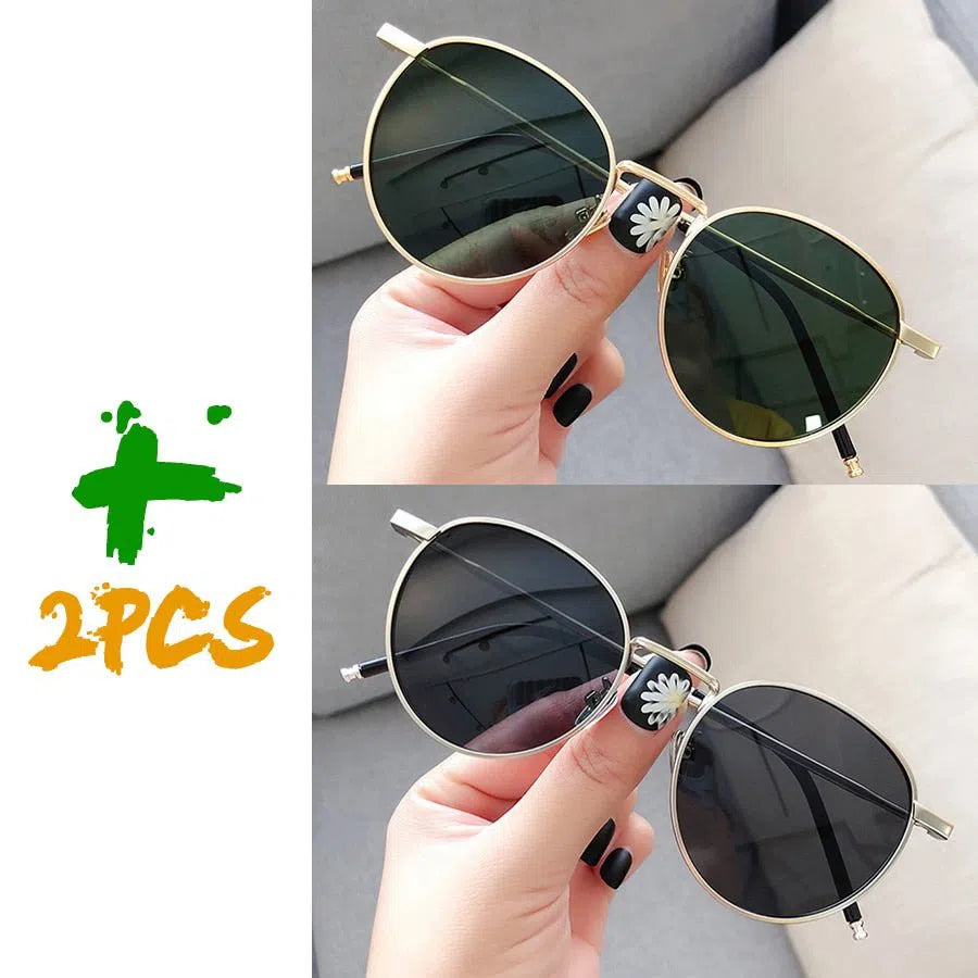 Sunglasses Men Women Retro Circle Alloy Frame New Luxury Brand Design Business Travel Drive Sun Glasses Ladies Unisex 6 Colorsl-Maas