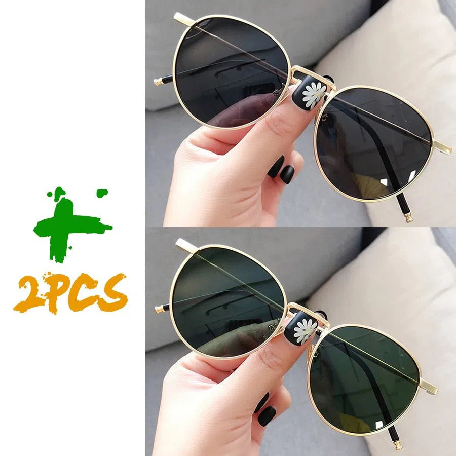 Sunglasses Men Women Retro Circle Alloy Frame New Luxury Brand Design Business Travel Drive Sun Glasses Ladies Unisex 6 Colorsl-Maas