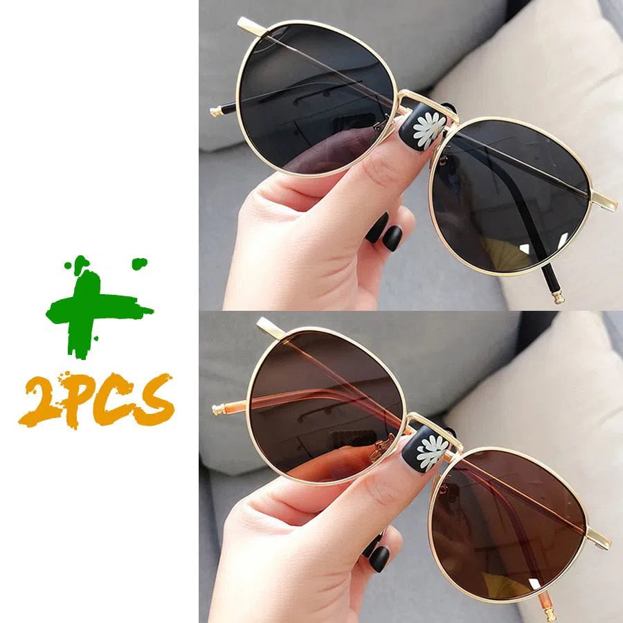 Sunglasses Men Women Retro Circle Alloy Frame New Luxury Brand Design Business Travel Drive Sun Glasses Ladies Unisex 6 Colorsl-Maas